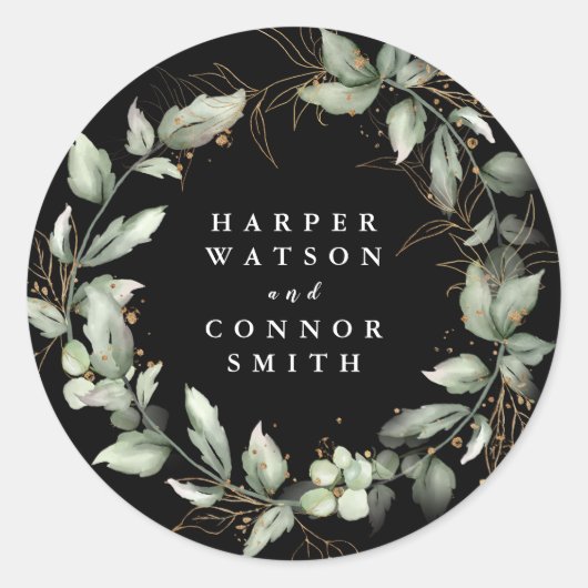 プレミアムブラック金ゴールドユーカリ緑 ラウンドシール (正面)