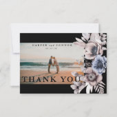 プレミアムブラック金ゴールド植物園パンパ花模様写真 サンキューカード (正面)