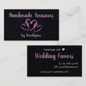 プレミアムブラック3ピンクハート手作り愛 名刺 (正面/裏面)