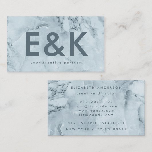 プレミアムブルーアイスバーグウルトラモノグラモダンムはっきりした 名刺 (正面/裏面)