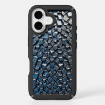 プレミアムブルーモザイク柄iPhone 16ケース