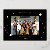 プレミアムプレス金ゴールドスターオニキス黒写真ハッピー 箔シーズンカード (正面)