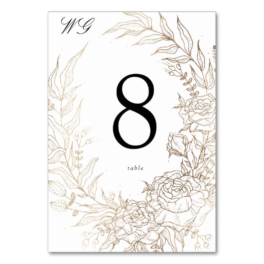 プレミアムホワイトおよび金ゴールドフローラ結婚リース テーブルナンバー (裏面)