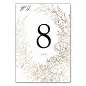 プレミアムホワイトおよび金ゴールドフローラ結婚リース テーブルナンバー (正面)