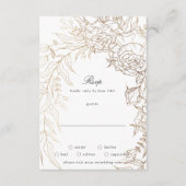 プレミアムホワイトおよび金ゴールドフローラ結婚リース 出欠カード (正面)