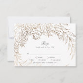 プレミアムホワイトおよび金ゴールドフローラ結婚リース 出欠カード (正面)