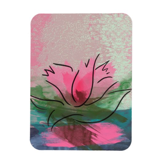 プレミアムマグネット、ピンクの花の絵 マグネット (縦)