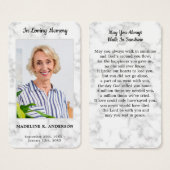 プレミアムマーブルフォト悔やみや弔慰メモリアル祈りの言葉カード (正面&裏面)