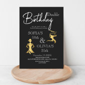 プレミアムモダンシック誕生日任意のエイジブラック金ゴールド 招待状