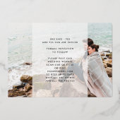 プレミアムモダン文字フォトデザイナー日付の保存 箔招待状 (裏面)