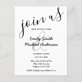 プレミアムモダン白黒結婚式招待状 ポストカード