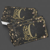 プレミアムモノグラムブラック金ゴールドスパークルビジネスカード 名刺