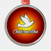 プレミアムラウンドオーナメント、確認、鳩、赤 メタルオーナメント (正面)