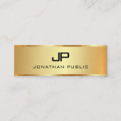 プレミアムリネンフェイク金ゴールドテンプレートモノグラムイニシャル スキニー名刺 (正面)