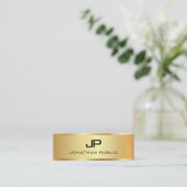 プレミアムリネンフェイク金ゴールドテンプレートモノグラムイニシャル スキニー名刺 (スタンド正面)