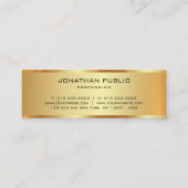 プレミアムリネンフェイク金ゴールドテンプレートモノグラムイニシャル スキニー名刺 (裏面)