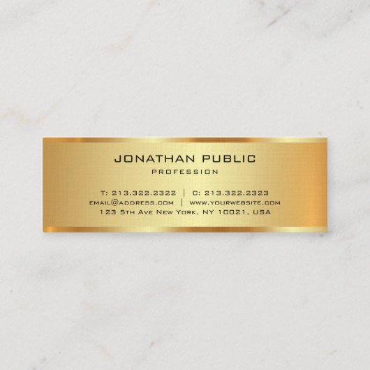 プレミアムリネンフェイク金ゴールドテンプレートモノグラムイニシャル スキニー名刺 (裏面)