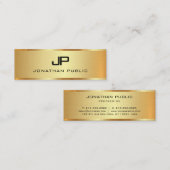 プレミアムリネンフェイク金ゴールドテンプレートモノグラムイニシャル スキニー名刺 (正面/裏面)