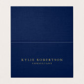 プレミアムリネンブルー金ゴールドプロフェッショナルトレンディー 名刺 (外部フラット)