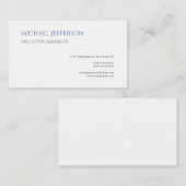 プレミアムリネンモダンエレガントシンプルブルーホワイト 名刺 (正面/裏面)