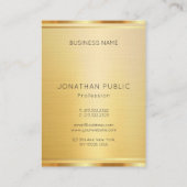 プレミアムリネンモダンラグジュアリー金ゴールドルックバーティカル 名刺 (裏面)
