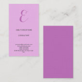 プレミアムリネンモノグラムイニシャルオーキッド&薄紫 名刺 (正面/裏面)