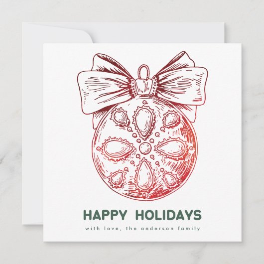 プレミアムレッドフェイクフォイルオーナメントフォトバック幸せ シーズンカード (正面)