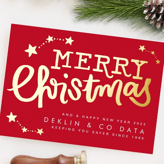 プレミアムレッド金ゴールドスターズメリークリスマスビジネス 箔シーズンカード