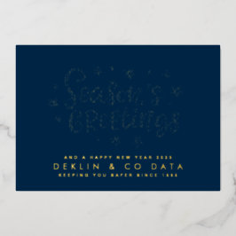 プレミアム企業のネイビーブルー季節のごあいさつ金ゴールド 箔シーズンカード