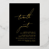 プレミアム名 |スタイリッシュブラック&金ゴールド結婚ズ 箔招待状 (正面)