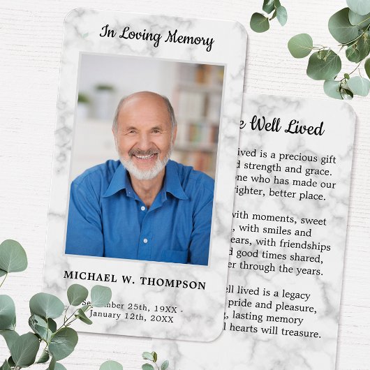 プレミアム大理石記念写真葬式祈りの言葉カード