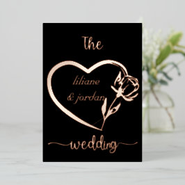 プレミアム実在金ゴールドエレガントモノグラムブラックフォイル 箔招待状