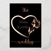 プレミアム実在金ゴールドエレガントモノグラムブラックフォイル 箔招待状 (正面)