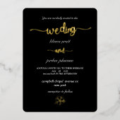 プレミアム実在金ゴールドエレガントモノグラムブラックフォイルInv 箔招待状 (正面)