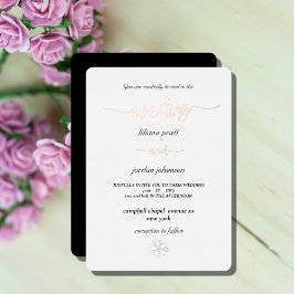 プレミアム実在金ゴールドエレガントモノグラムホワイトフォイルInv 箔招待状