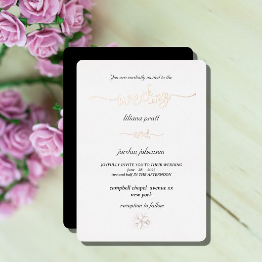 プレミアム実在金ゴールドエレガントモノグラムホワイトフォイルInv 箔招待状