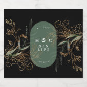 プレミアム抽象芸術モダンブラックユーカリプタスオーバルジン リキュールボトルラベル (シングルラベル)