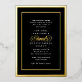 プレミアム白黒フォーマル金ゴールドフレ結婚ーム 箔招待状 (正面)