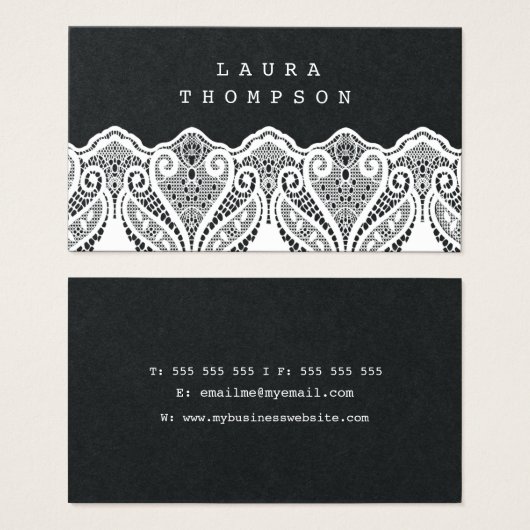 プレミアム白黒レースレディース名刺 (正面&裏面)