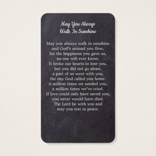 プレミアム素朴フォト悔やみや弔慰メモリアル祈りの言葉カード (裏面)