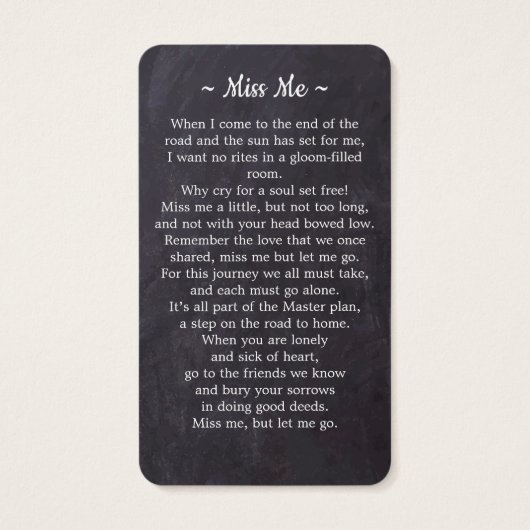 プレミアム素朴写真葬儀記念祈りの言葉カード (裏面)