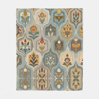 プレミアム装飾フラワーモザイク フリースブランケット