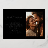 プレミアム金ゴールド4枚の写真の結婚式の日付を保存 箔招待状 (裏面)