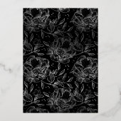 プレミアム黒実在金ゴールドフローラハンドドロー結婚ド 箔招待状 (裏面)