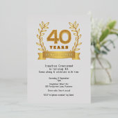 プレミアム'40年の素晴らしい'光の金ゴールド 箔招待状 (立ち正面)