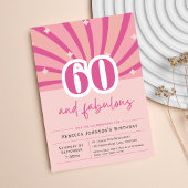 プレミアム60th誕生日招待状ピンクレトロ 招待状