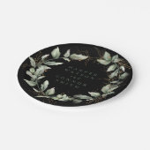 プレミアム ブラック ゴールド ボタニカル ユーカリ グリーンナリー ペーパープレート (アングル)