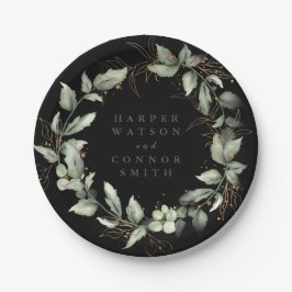 プレミアム ブラック ゴールド ボタニカル ユーカリ グリーン ペーパープレート