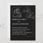 プレミアム ブラック&ホワイト オーバーレイ 結婚写真 招待状 (正面)