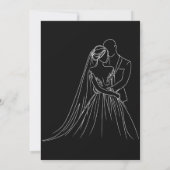 プレミアム ブラック&ホワイト オーバーレイ 結婚写真 招待状 (裏面)